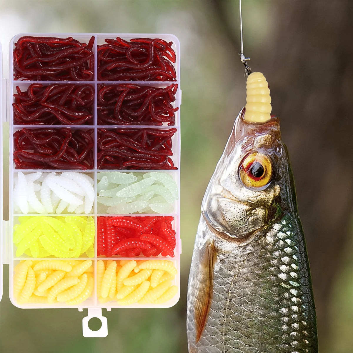 Ensemble De 360 Leurres Souples Multicolores Pour Pêche