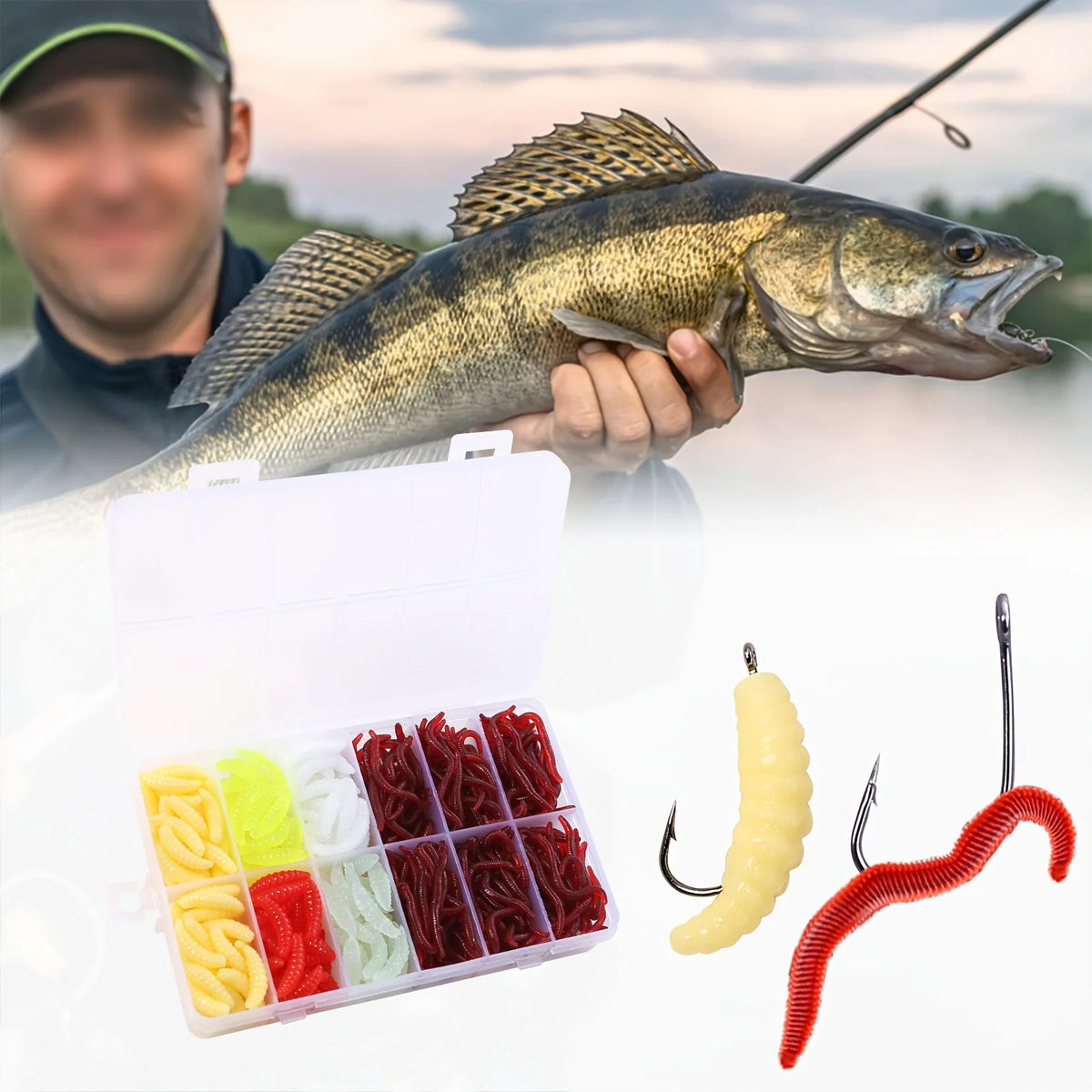Ensemble De 360 Leurres Souples Multicolores Pour Pêche — photo 11