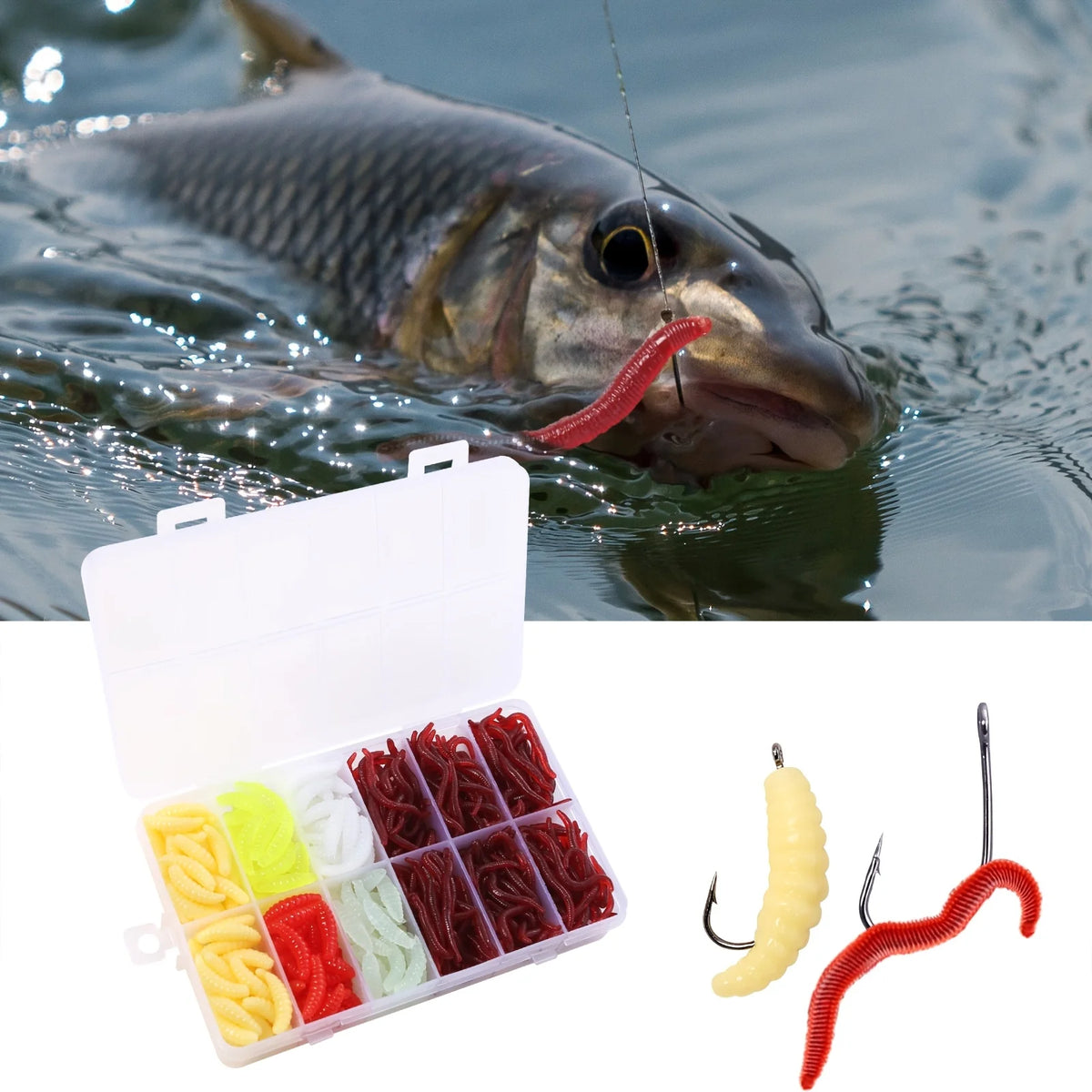 Ensemble De 360 Leurres Souples Multicolores Pour Pêche — illustration 2 Image