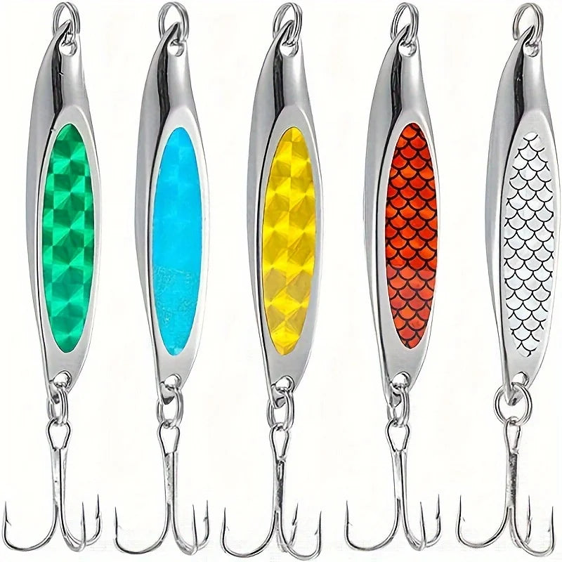 Ensemble De 5 Leurres De Pêche En Métal