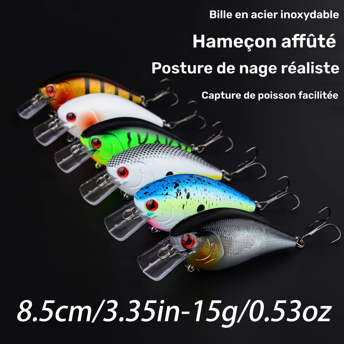 Ensemble De 6 Leurres Flottants Crankbait Pour Pêche — photo 3