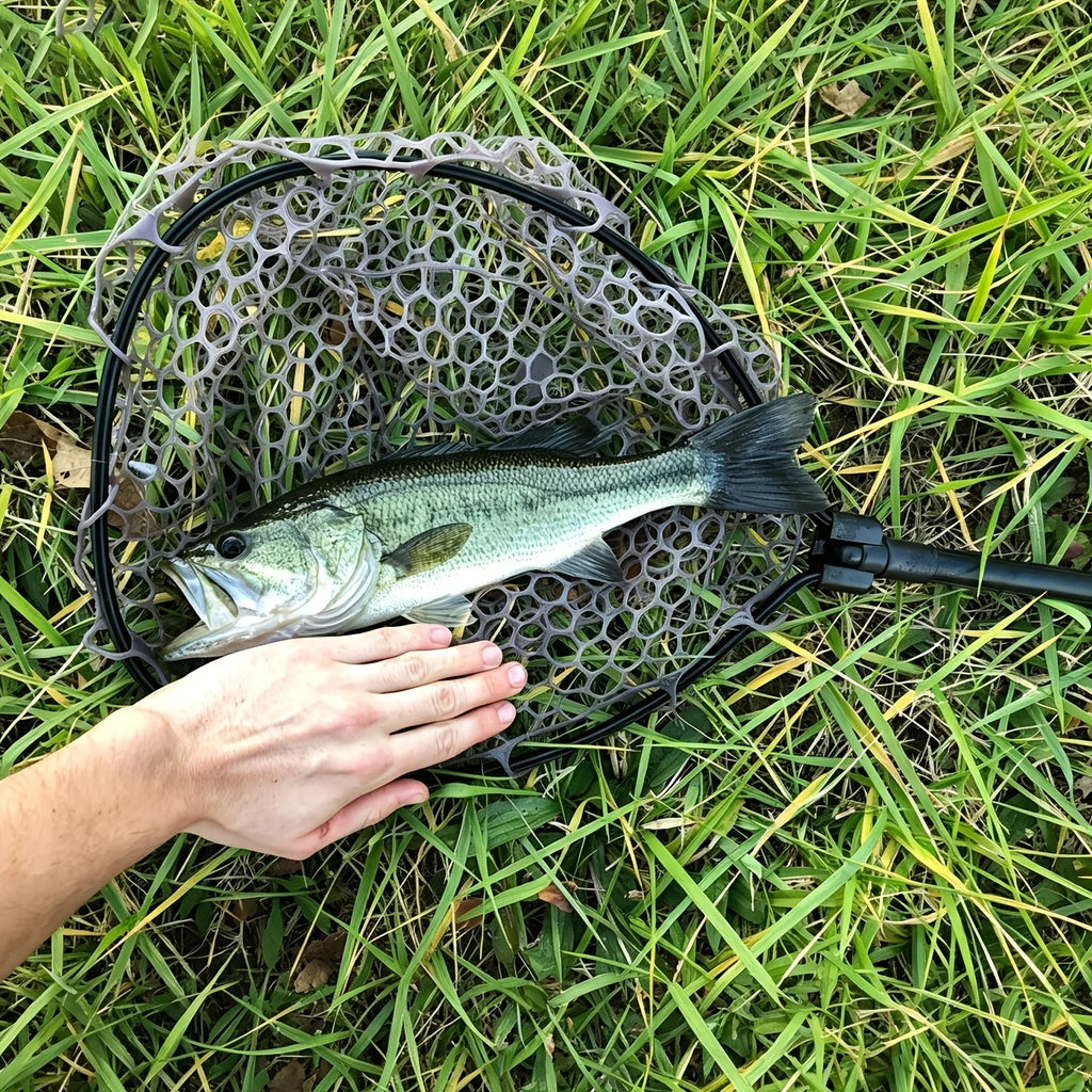 Épuisette Pliante en Caoutchouc pour Pêche