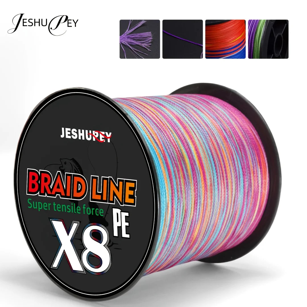 Fil de Pêche Tressé 8 Brins Multicolore
