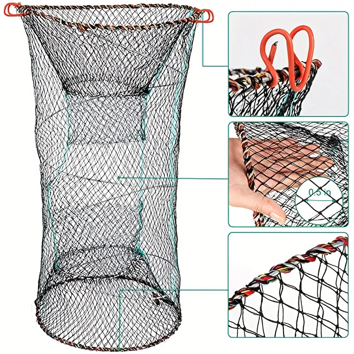 Filets de Pêche Pliables en Nylon avec Cadre Spirale — photo 2