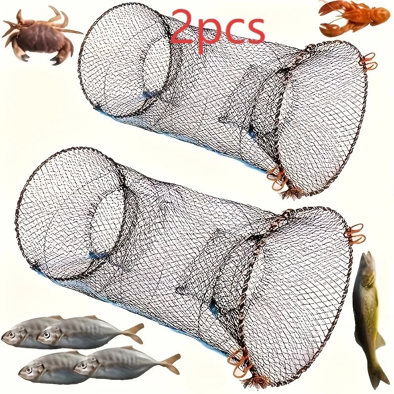 Filets De Pêche Pliants Multifonctionnels En Nylon Noir