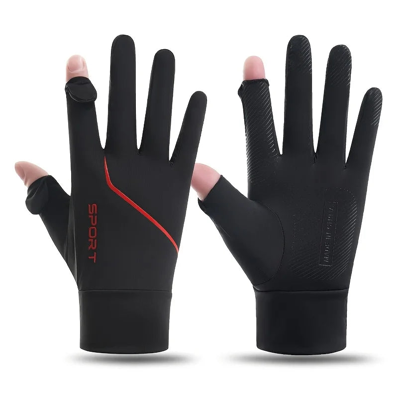 Gants de Cyclisme Respirants à Doigts Complets — Noir Rouge, photo 11