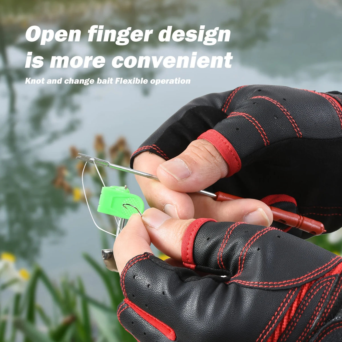 Gants De Pêche Demi-Doigts En Maille Respirante