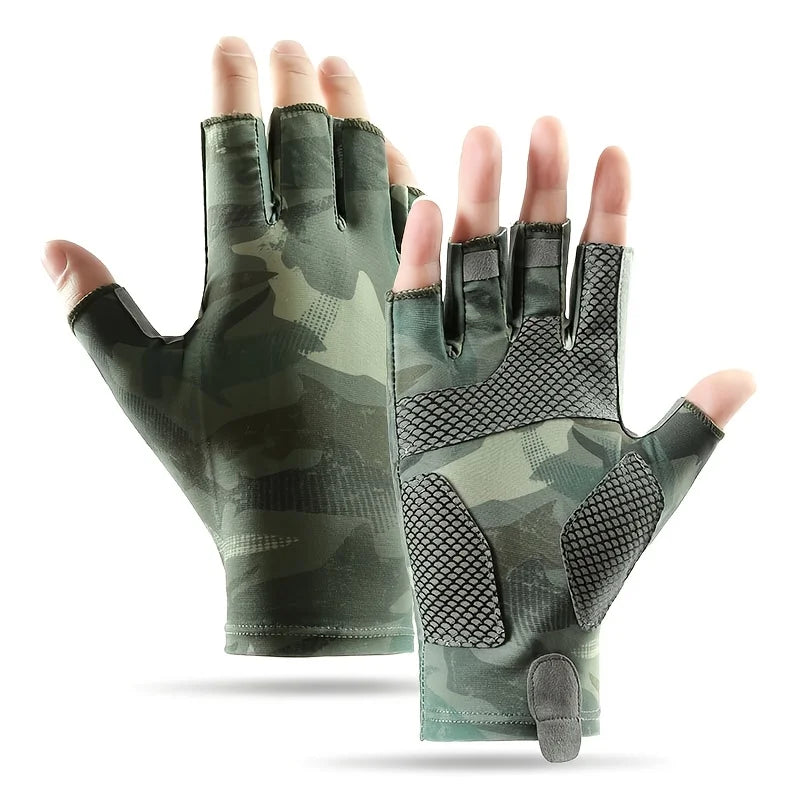 Gants de Pêche Sans Doigts en Polyester — Vert Camouflage, photo 8