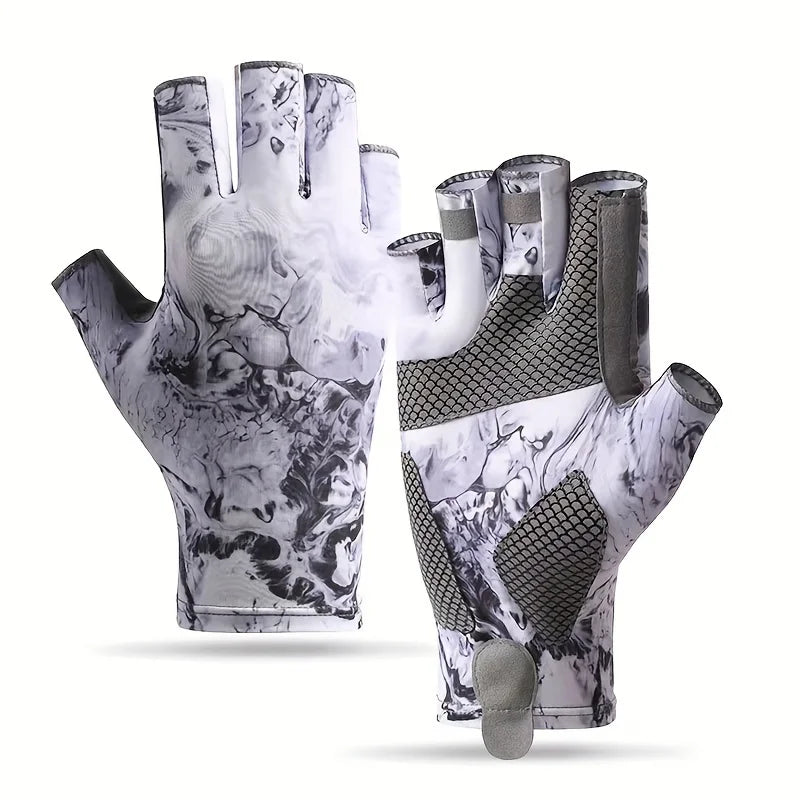 Gants de Pêche Sans Doigts en Polyester — Gris Marbré, photo 10