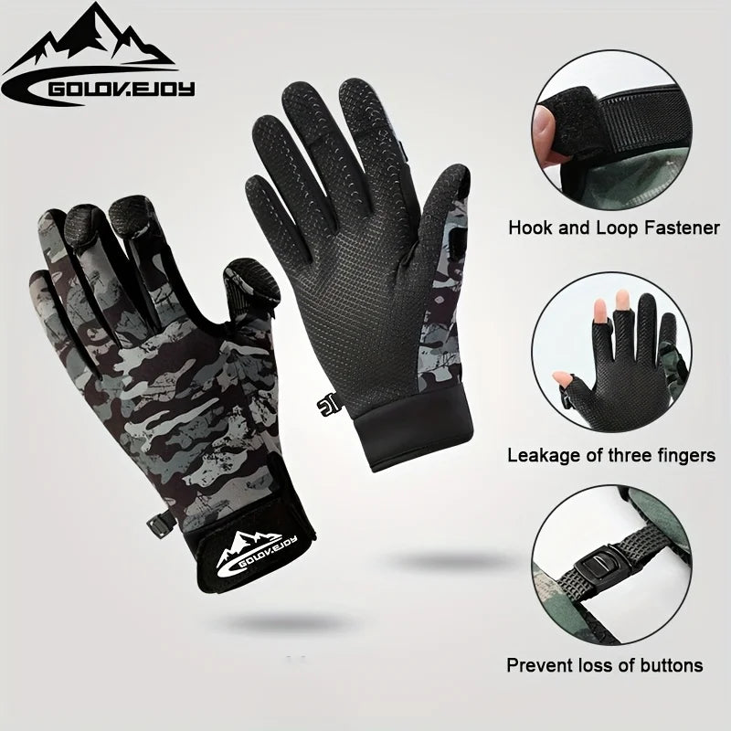 Gants de Pêche Tactiles Anti-Dérapants en Polaire