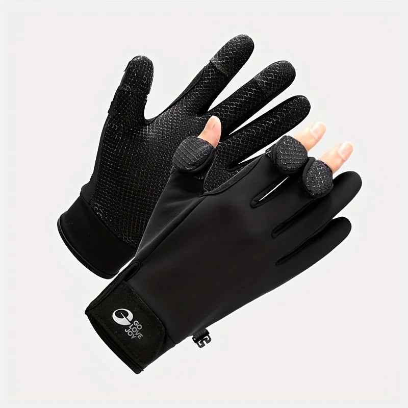 Gants de Pêche Tactiles Anti-Dérapants en Polaire — Noir, photo 7