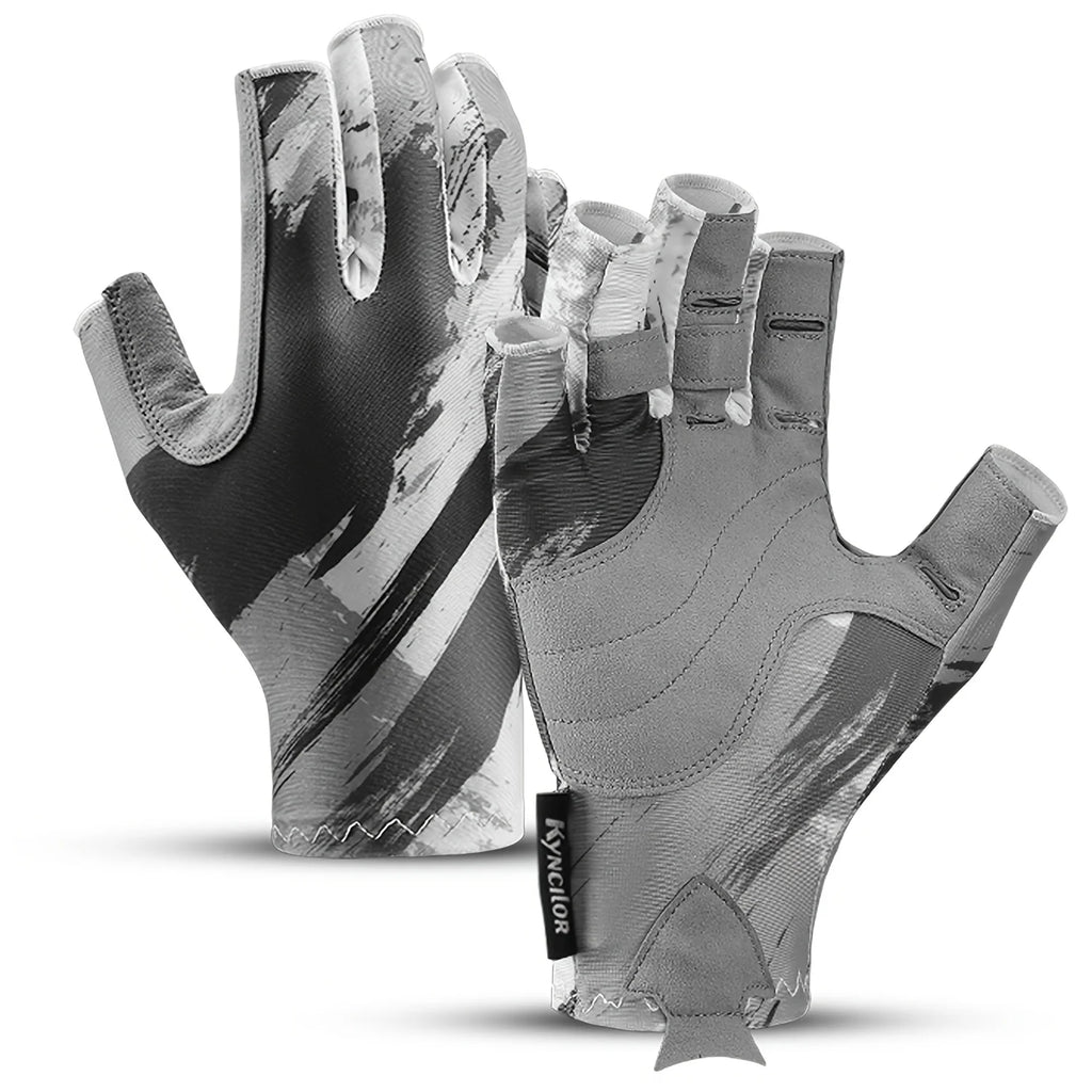Gants Demi-Doigts Respirants en Cuir PU — Gris, photo 2
