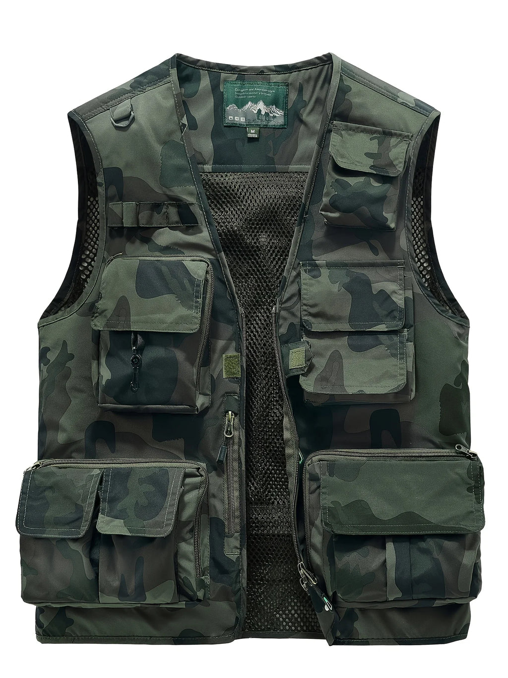 Gilet De Pêche Camouflage Multi-Poches En Maille