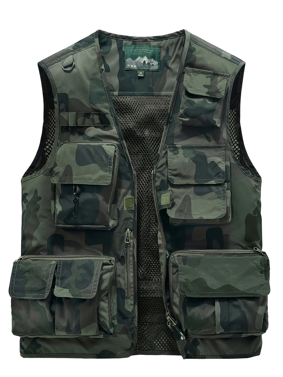 Gilet De Pêche Camouflage Multi-Poches En Maille