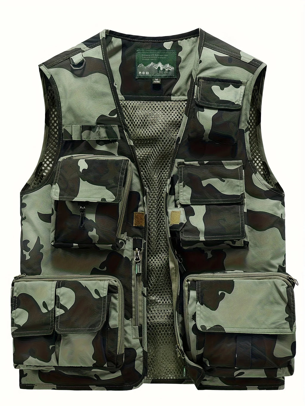 Gilet De Pêche Camouflage Multi-Poches En Maille — photo 2