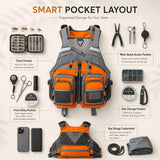 Gilet De Pêche Léger En Polyester Avec Poches