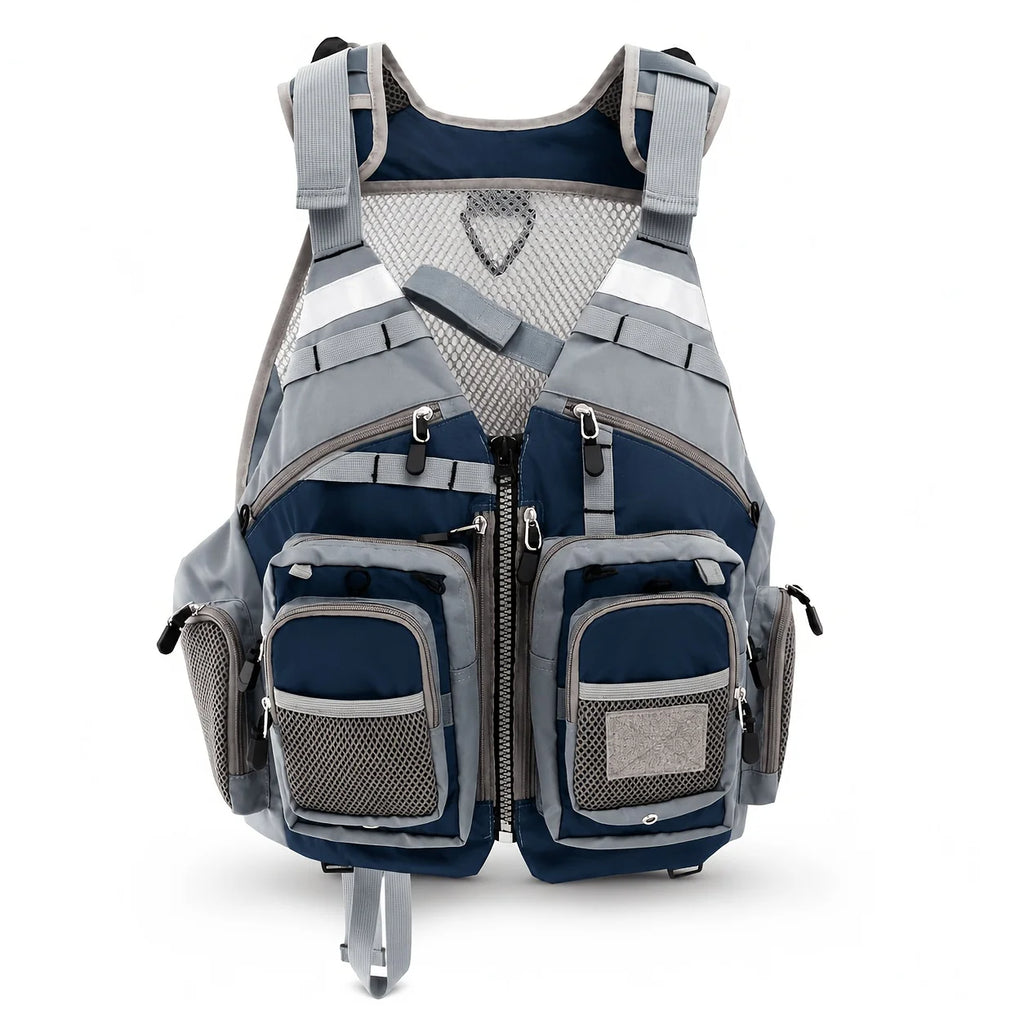 Gilet De Pêche Léger En Polyester Avec Poches — Bleu, photo 5