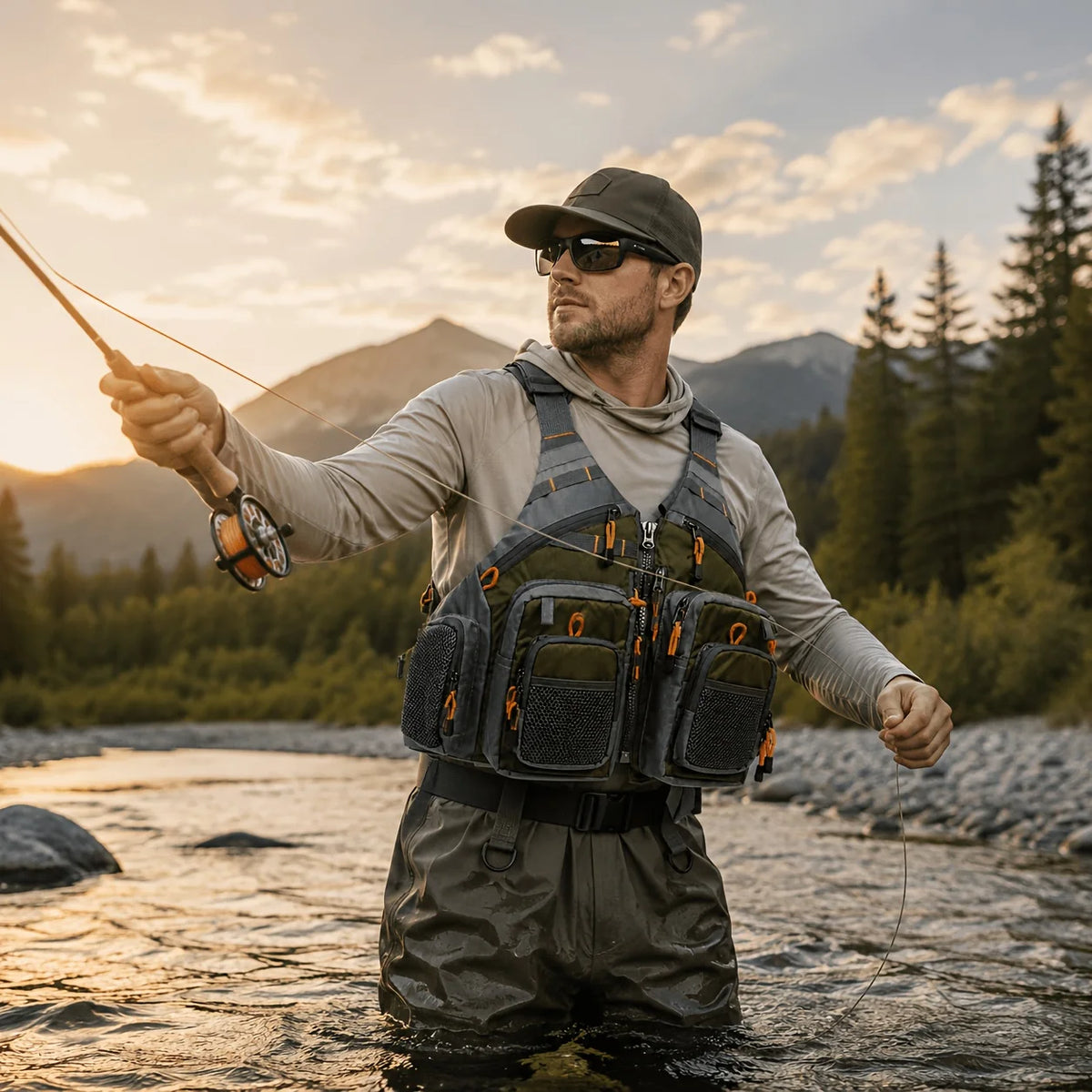 Gilet De Pêche Léger En Polyester Avec Poches — photo 8