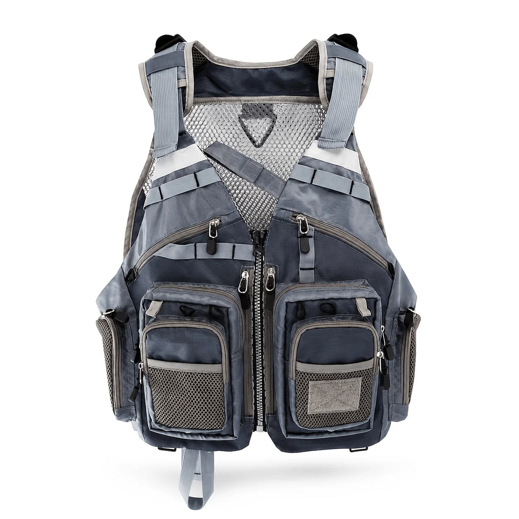 Gilet De Pêche Léger En Polyester Avec Poches — Gris, photo 12