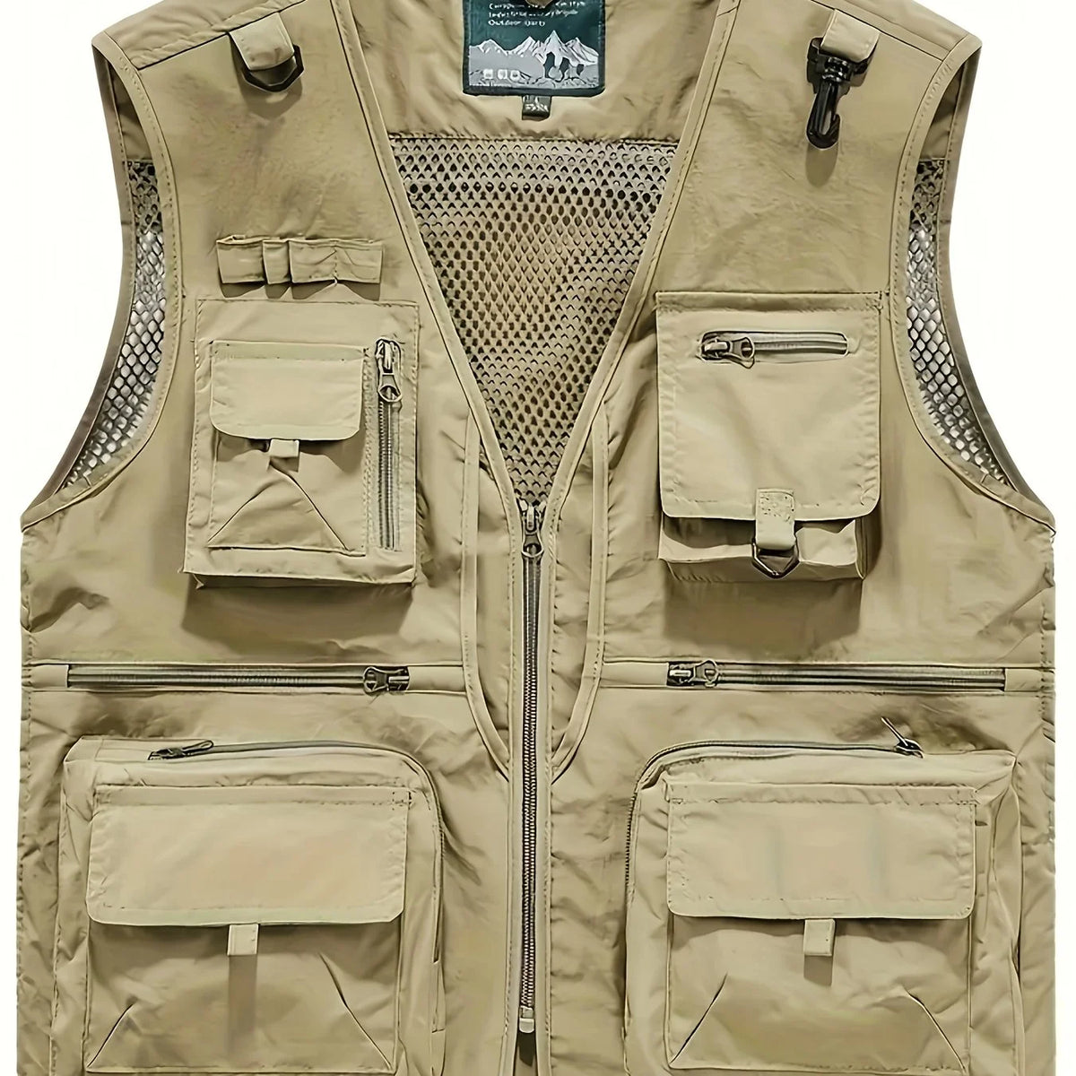 Gilet Décontracté Multi-Poches en Nylon pour Homme — Kaki, photo 8