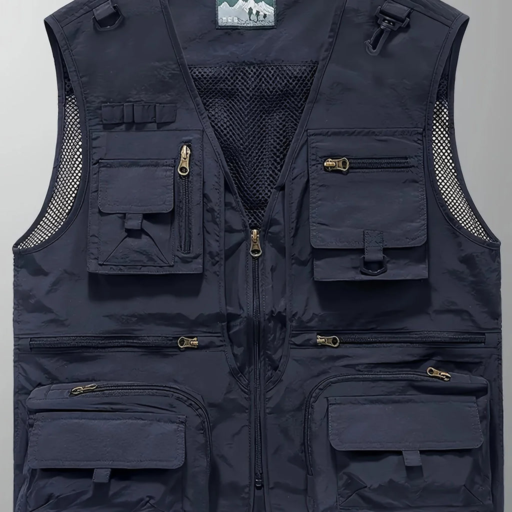Gilet Décontracté Multi-Poches en Nylon pour Homme — Bleu Marine, photo 9
