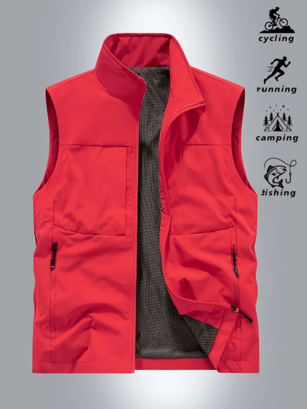 Gilet Sans Manches Respirant À Poches Pour Homme — photo 7