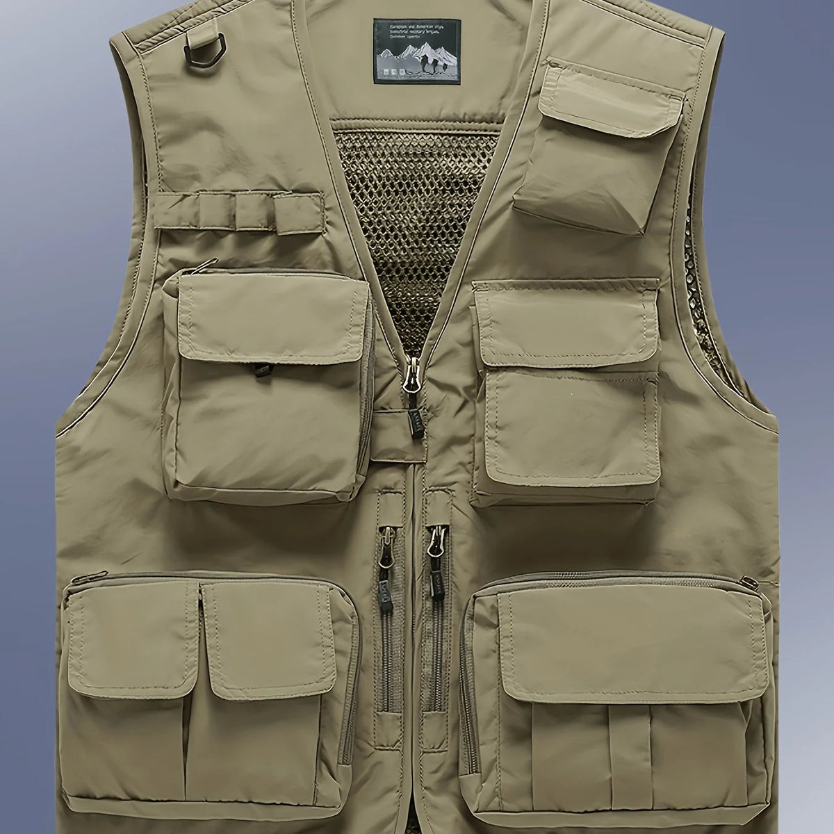 Gilet Sans Manches Respirant À Poches Pour Homme — Kaki, photo 10