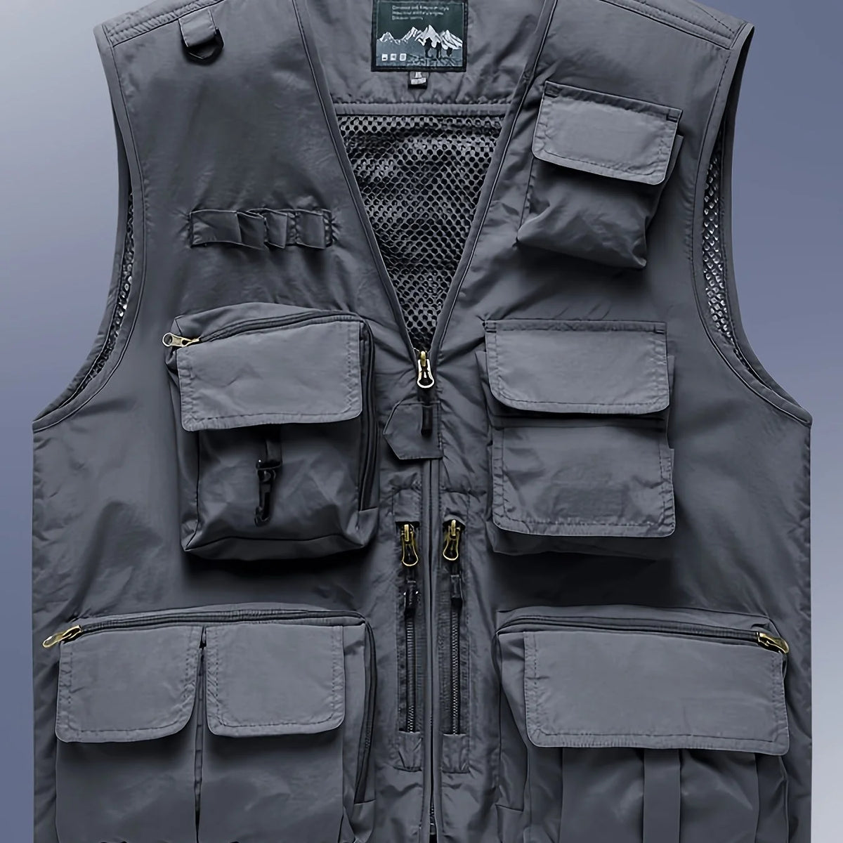 Gilet Sans Manches Respirant À Poches Pour Homme — Gris, photo 11