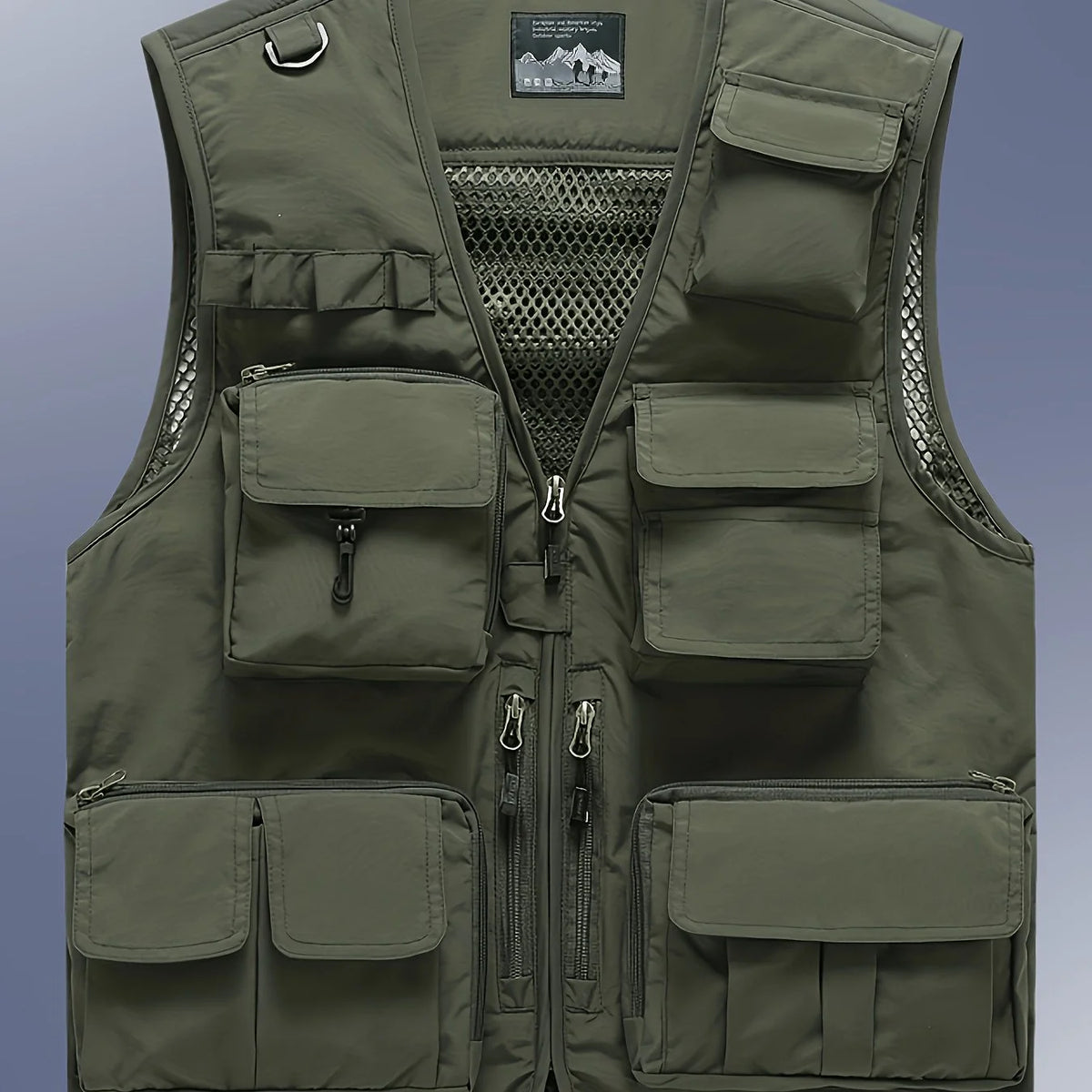 Gilet Sans Manches Respirant À Poches Pour Homme — Vert Olive, photo 12