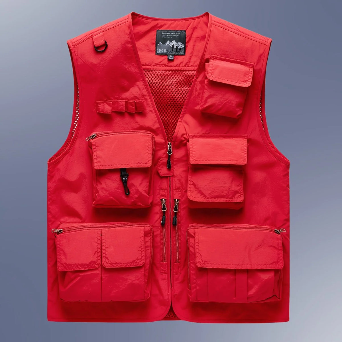 Gilet Sans Manches Respirant À Poches Pour Homme — Rouge Écarlate, photo 13