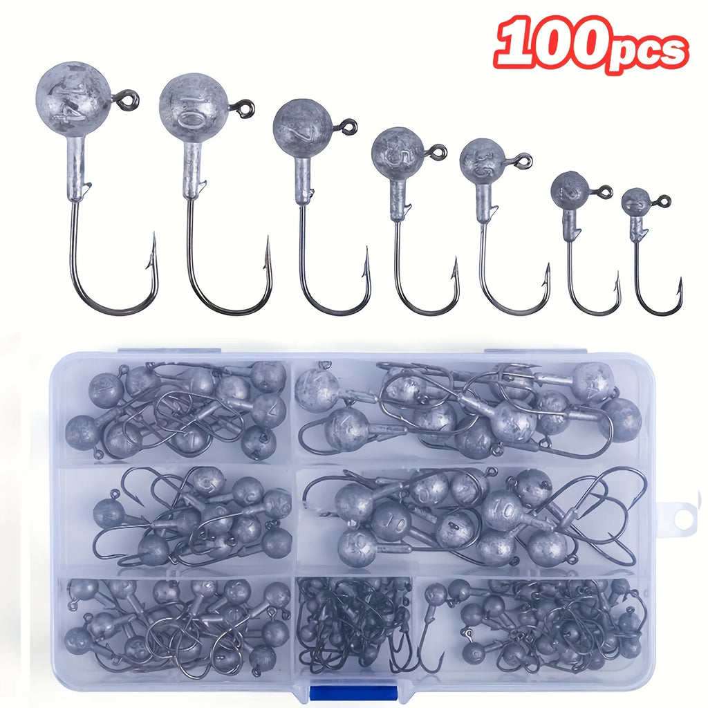 Hameçons de Pêche à Tête Plombée 100 Pièces