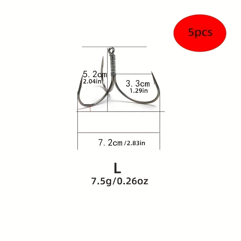 Hameçons Triples Barbless En Acier Carbone — Taille L 5 Pièces, photo 7