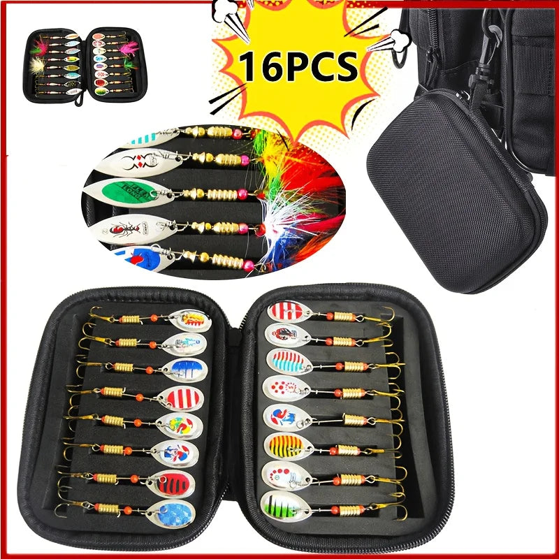 Kit De 16 Leurres Spinner Pour Pêche À La Truite