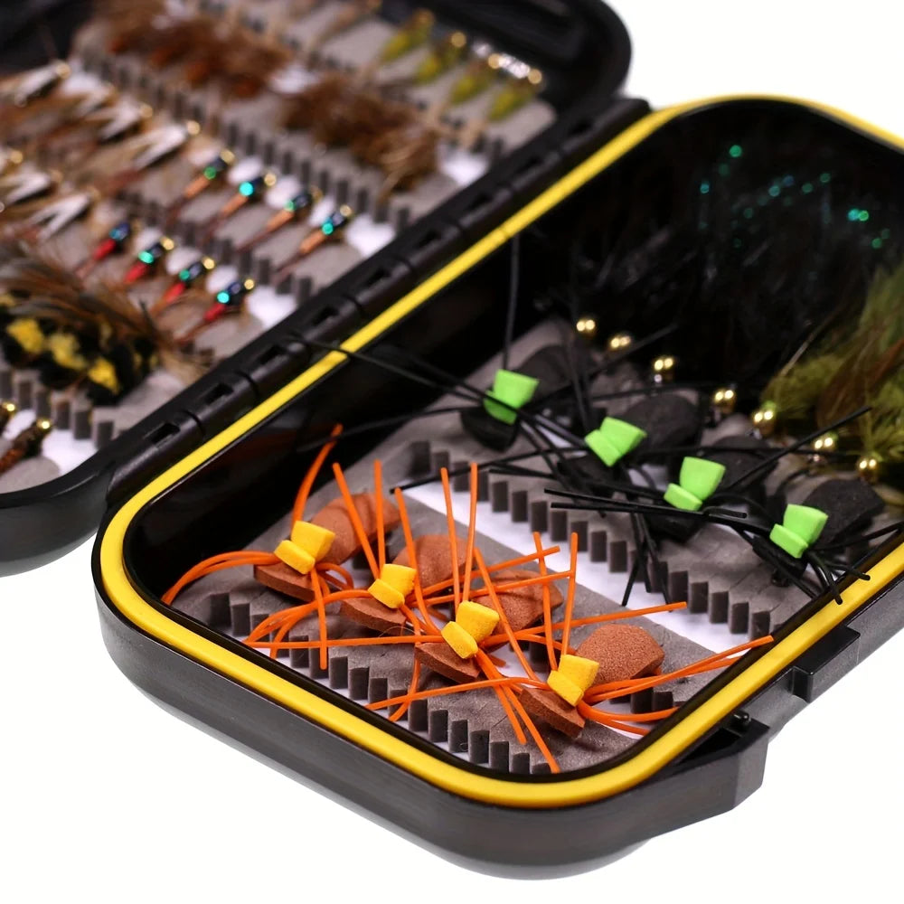 Kit De 64 Mouches De Pêche À La Mouche Avec Boîte Étanche