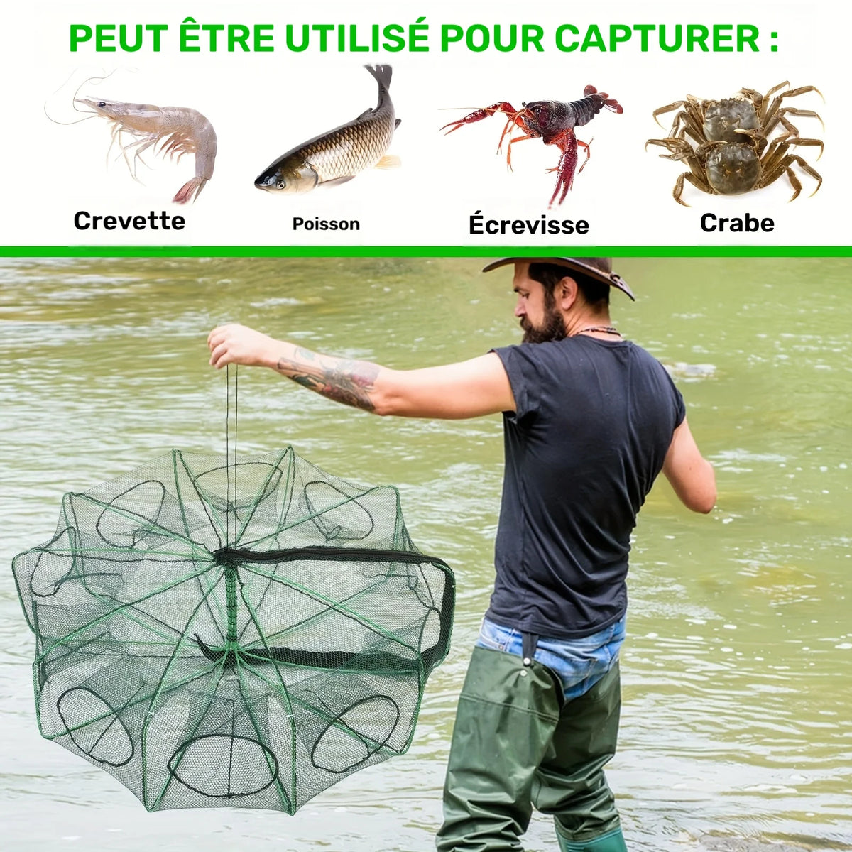 Kit De Filet De Pêche Pliable 3 Pièces — photo 3