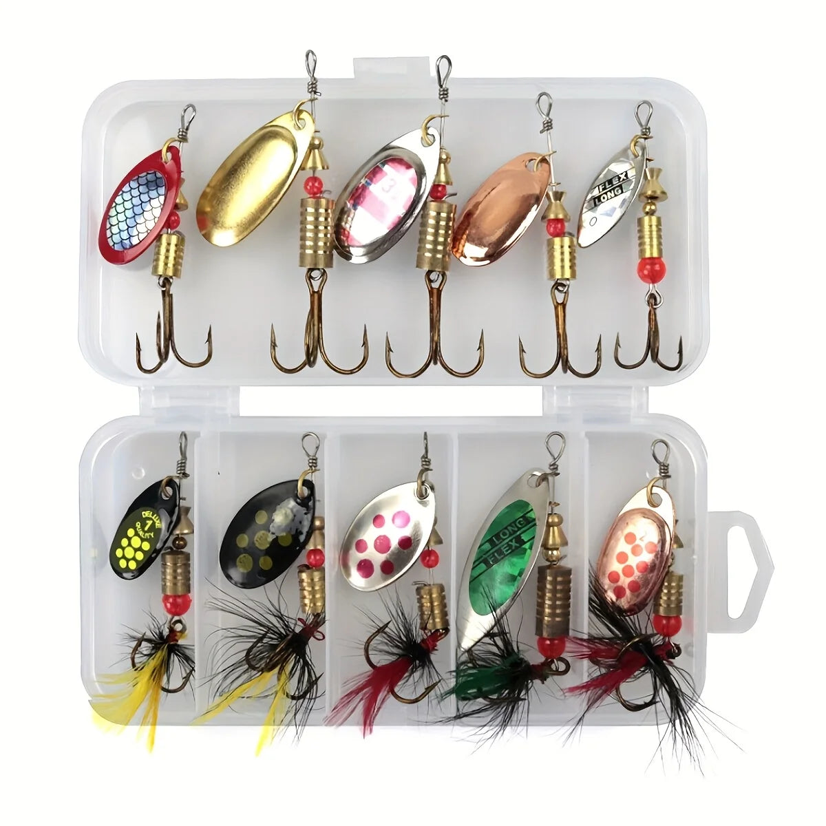 Kit De Leurres À Plumes Avec Boîte 10 Pièces