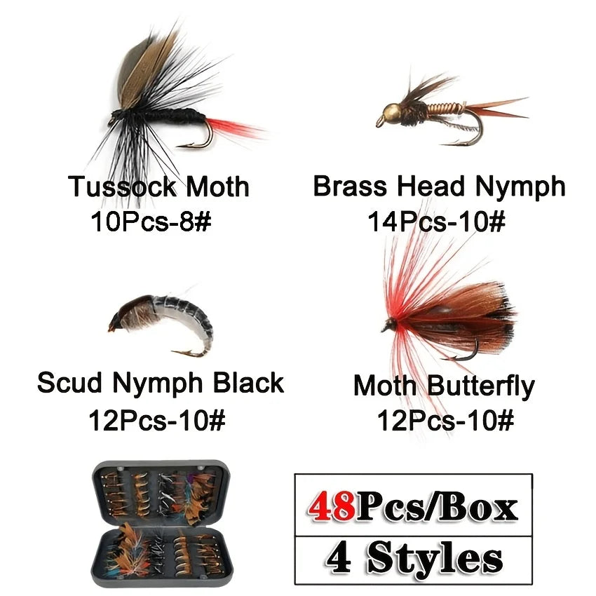Kit De Mouches Assorties Pour Pêche À La Truite — 48 Pièces 4 Modèles, photo 11