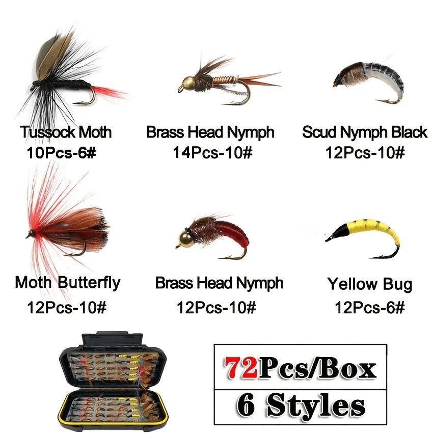 Kit De Mouches Assorties Pour Pêche À La Truite — 72 Pièces 6 Modèles, photo 12