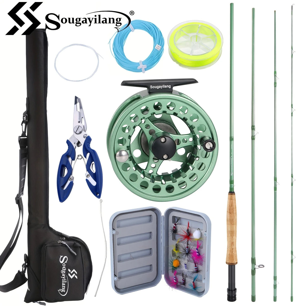 Kit De Pêche À La Mouche En Fibre De Carbone — Vert 5/6, photo 12