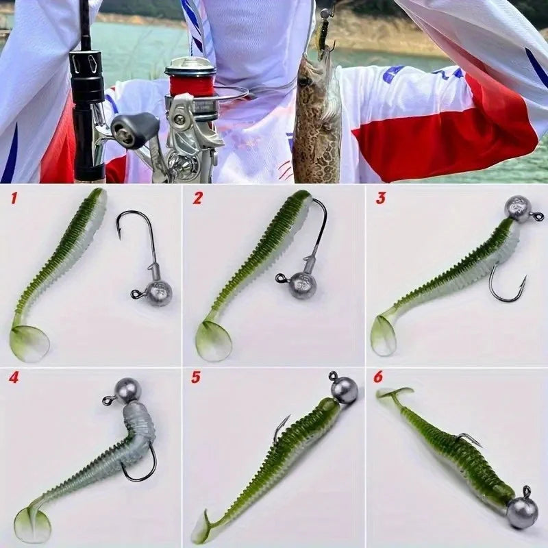 Kit De Pêche Avec 49 Leurres Souples Et Têtes Plombées — photo 2