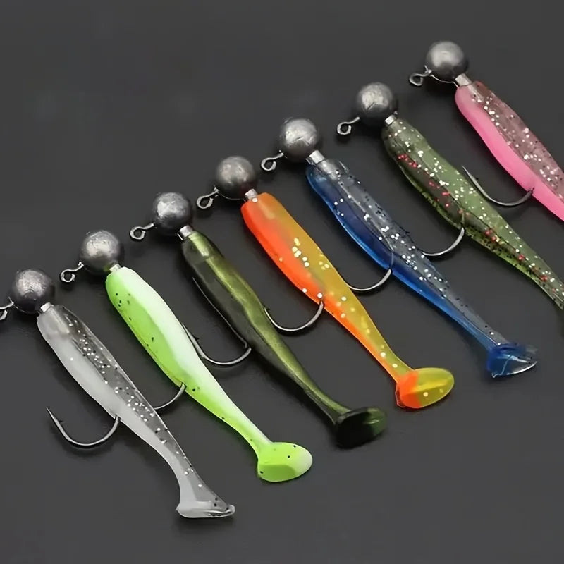 Kit De Pêche Avec 55 Leurres Souples Et Hameçons Plombés