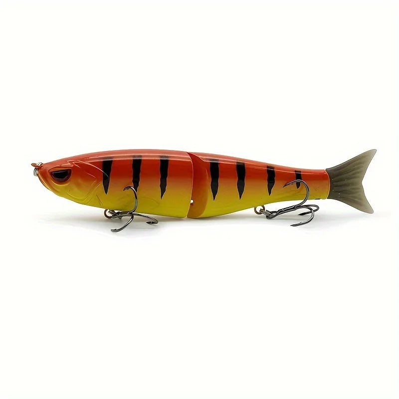Leurre Bionique Coulant Multi-Segment en Plastique Dur — Rouge Orange Rayé, photo 6