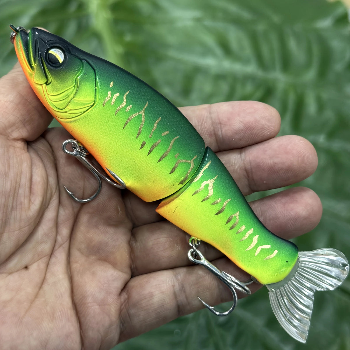 Leurre Crayon Plongeant à Queue Souple 14 cm — Vert Fluo Détails Noirs, photo 9