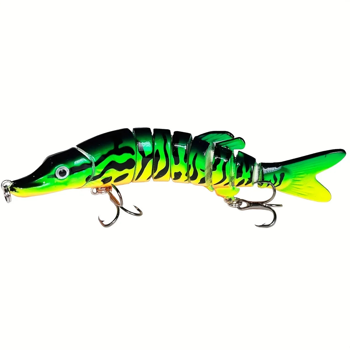 Leurre de Pêche Articulé à Plusieurs Segments — Motif Vert Fluo Rayé, photo 5