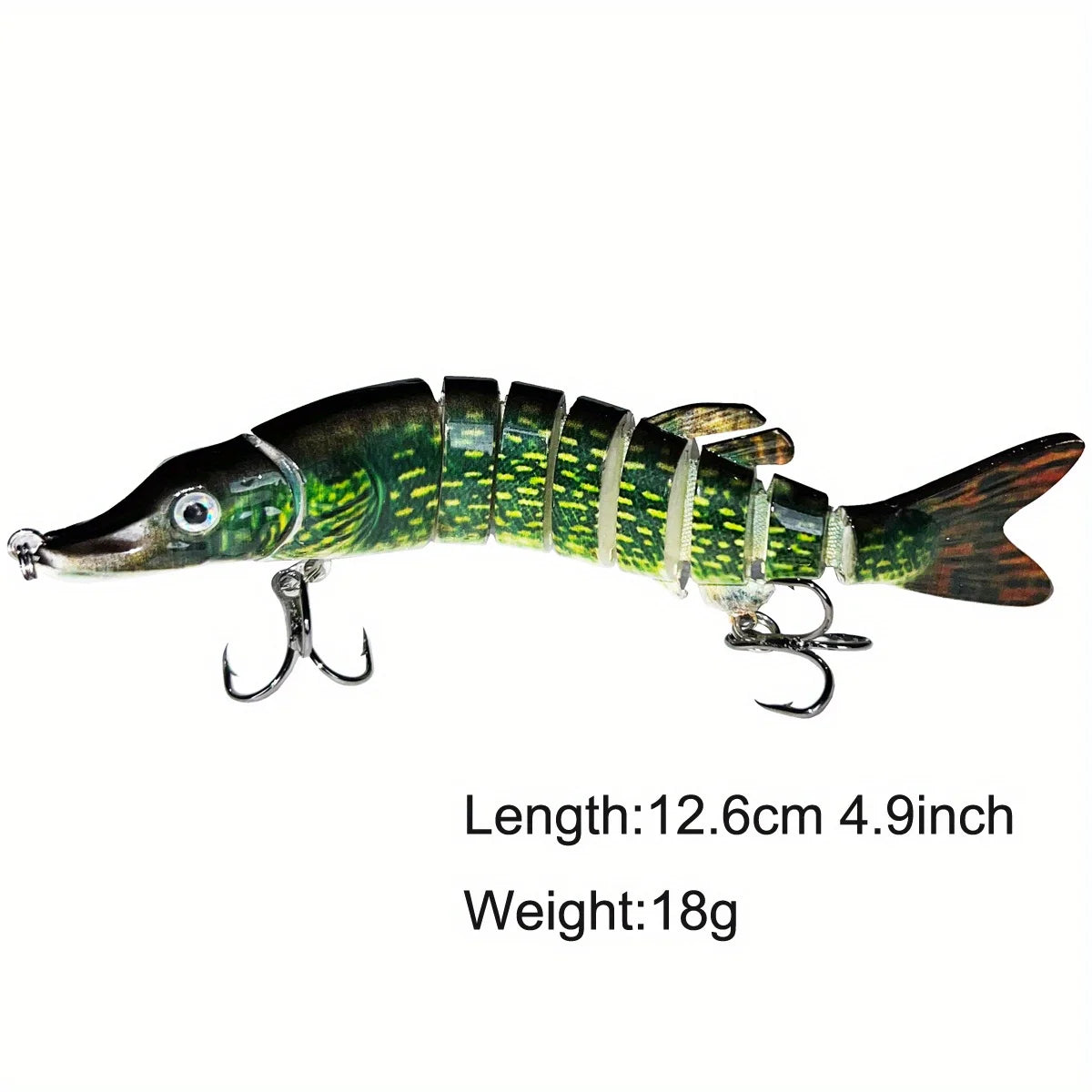 Leurre de Pêche Articulé à Plusieurs Segments — Motif Vert Tacheté, photo 6
