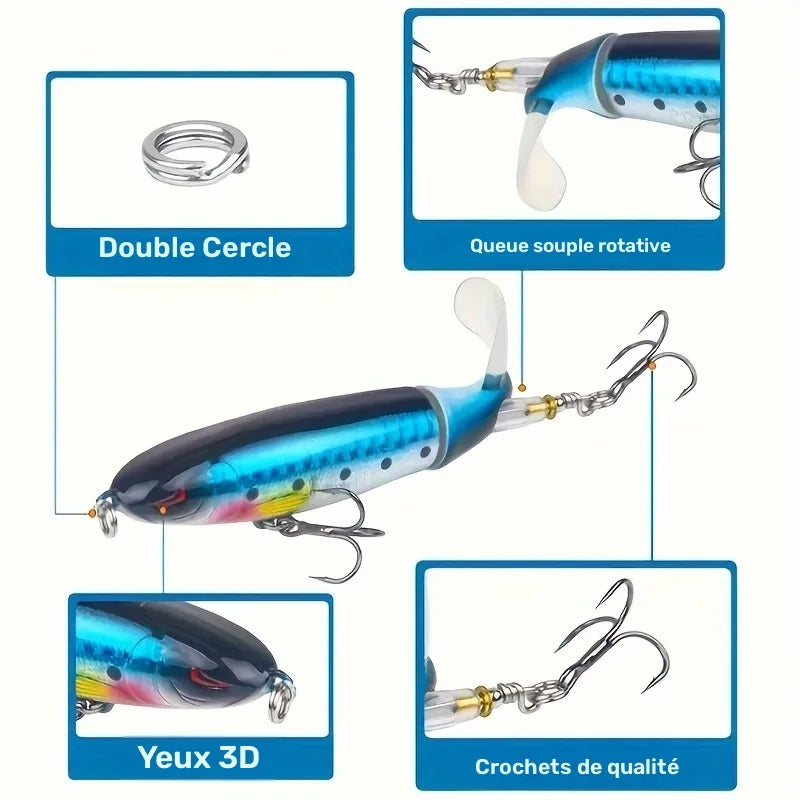 Leurre de Pêche Flottant Avec Queue Rotative — photo 5