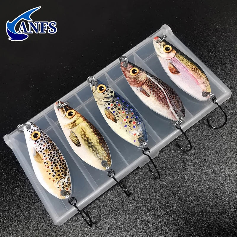 Leurre De Pêche Spinner En Métal 5 G — Kit 5 Leurres Mélangés Avec Boîte