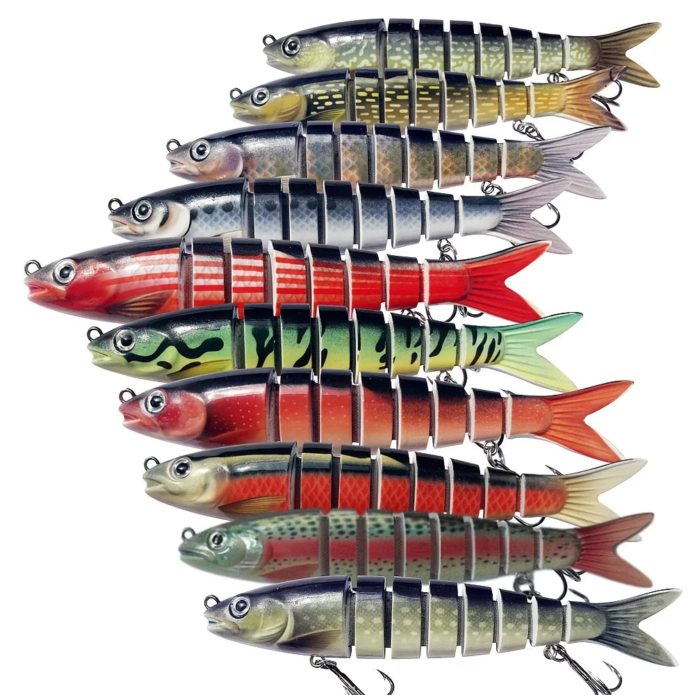 Leurre Minnow Coulant Multi-Segments 13,5 Cm — Lot de 10 Appâts Motifs Variés 2, photo 9