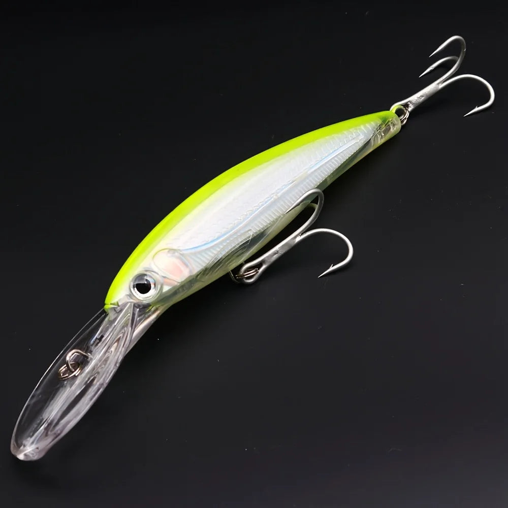 Leurre Minnow pour Pêche en Eau Salée — Jaune Blanc