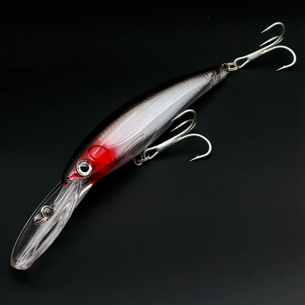 Leurre Minnow pour Pêche en Eau Salée — Noir Rouge, photo 7